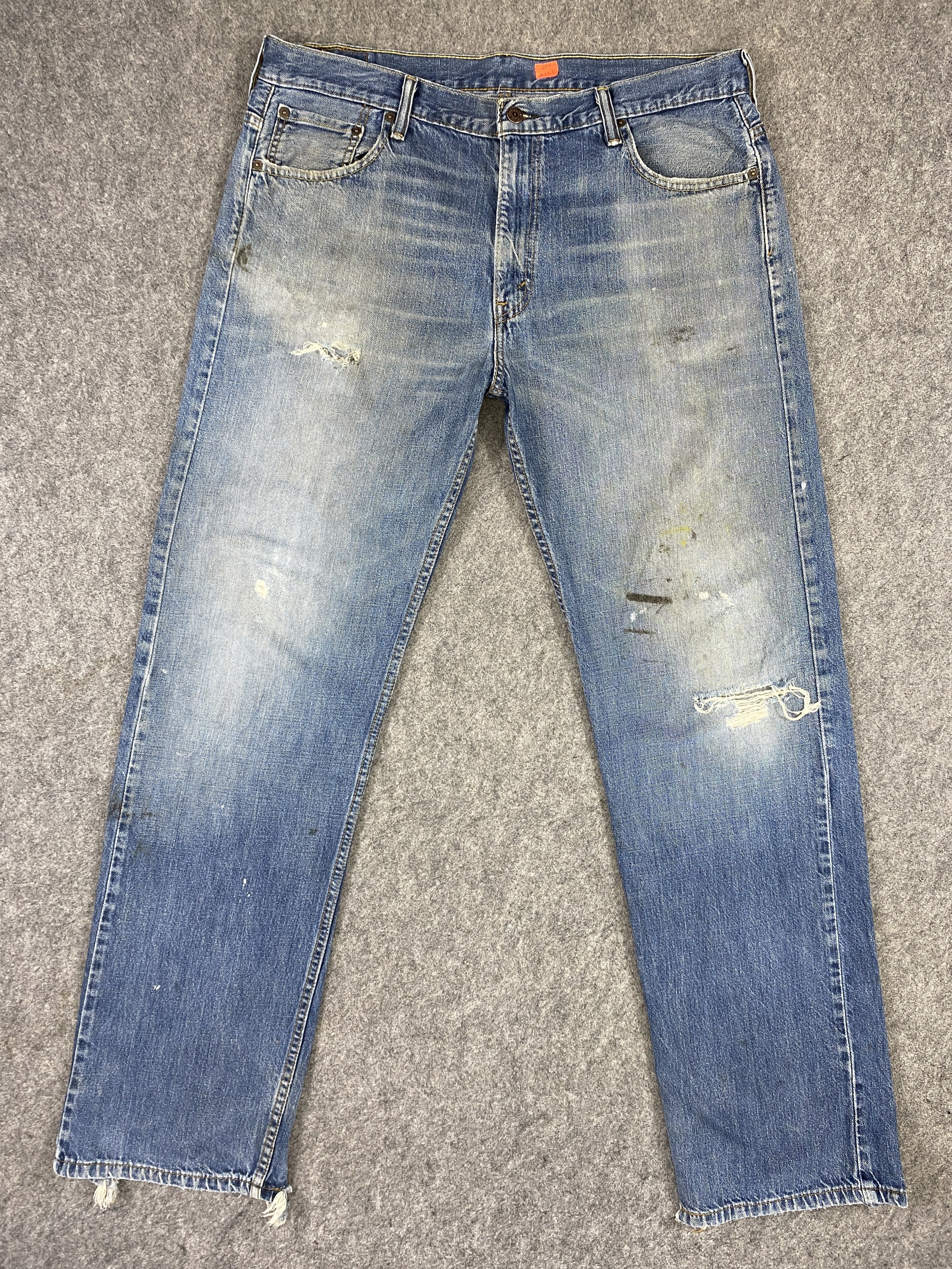 image of Distressed Denim x Hype Distressed Blue Vintage Levi's 569 38X35 Denim -Jn2113 in Blue Distressed