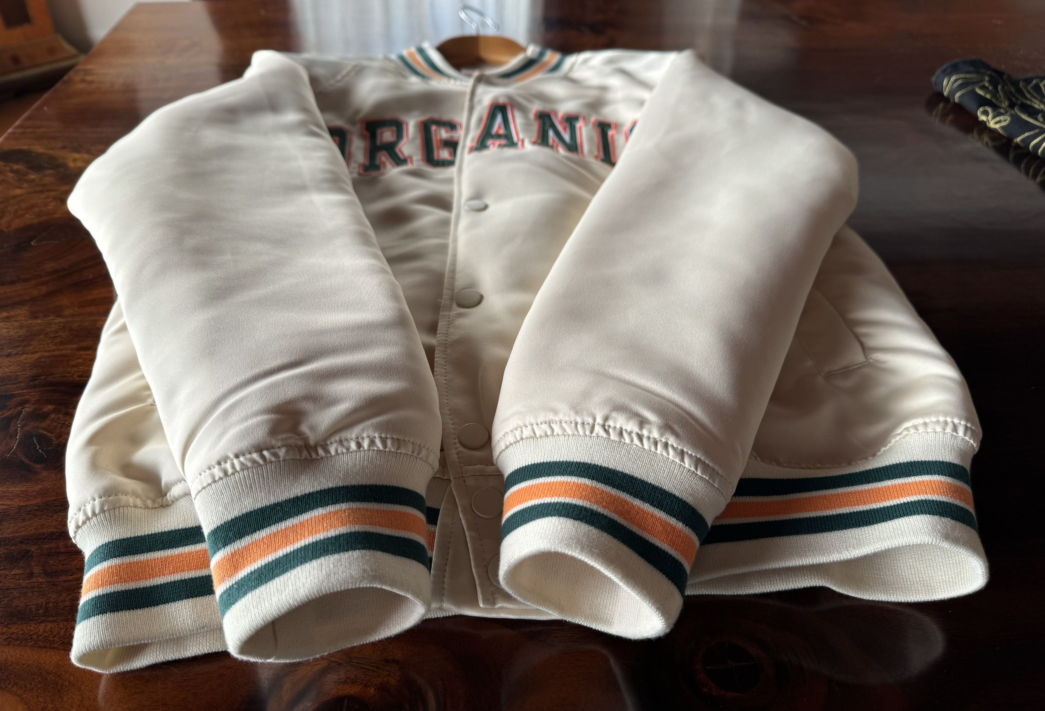 Midnight Organic ORGANIC Satin Varsity Jacket - Small / Cream Size US S / EU 44-46 / 1 - 6 Thumbnail