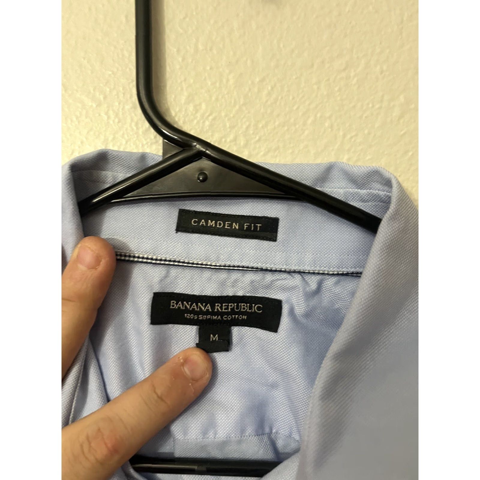 Banana Republic VINTAGE Banana Republic Shirt Mens M Blue Solid Long Sleeve Button-Up Camden Fit 120s Supima 80s 90s USA Size US M / EU 48-50 / 2 - 2 Thumbnail