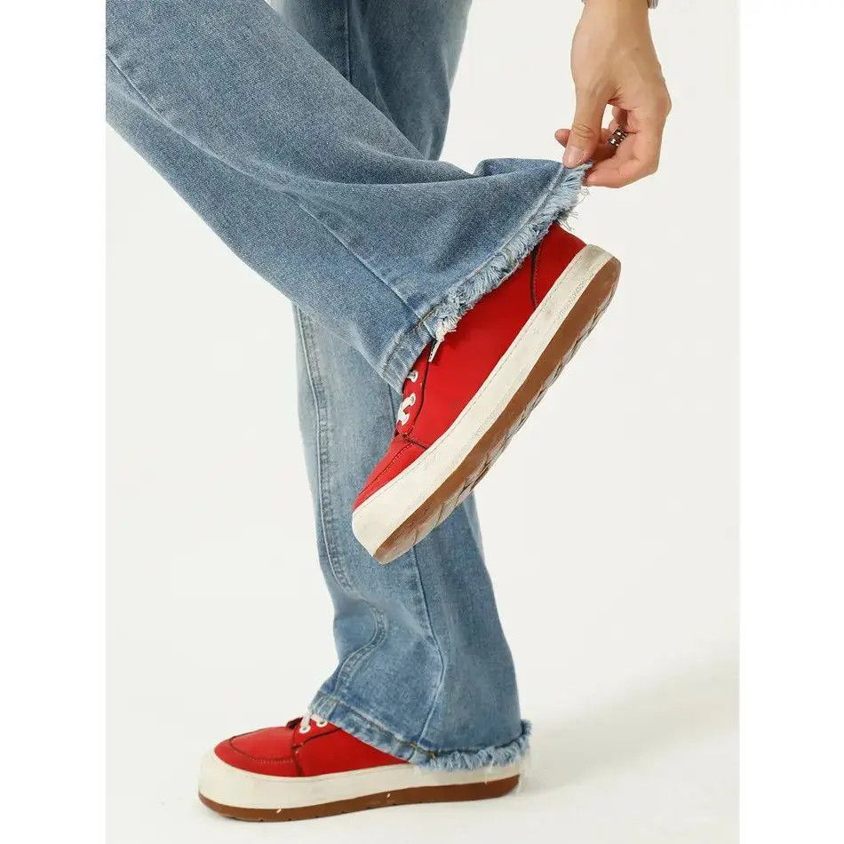 Japanese Brand Retro loose fringed slightly flared jeans Size US 32 / EU 48 - 3 Thumbnail