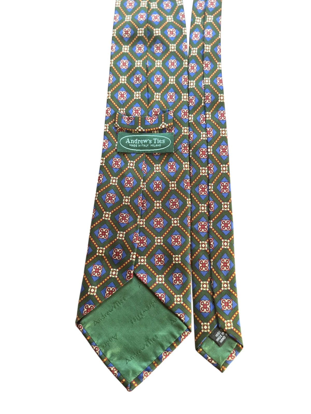 Other Andrew’s Ties Milano Vintage Green Geometric Silk Tie Size ONE SIZE - 4 Thumbnail