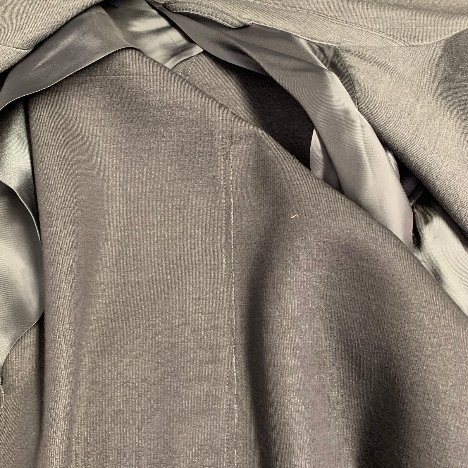 Size M Grey Silk Cotton Blend Snaps Notch Lapel Jacket