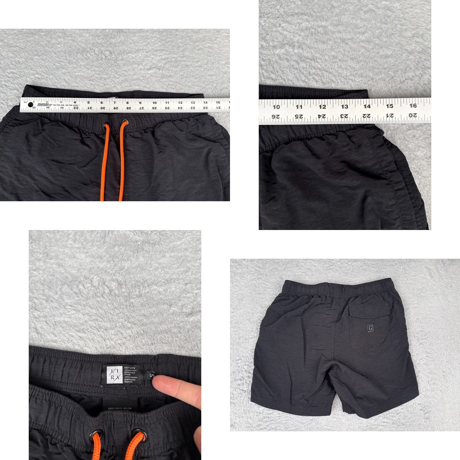 Vintage LIRX Swim Trunks Mens Small Black Elastic Waist Drawsring 100% Nylon Beach Surf Size ONE SIZE - 8 Thumbnail