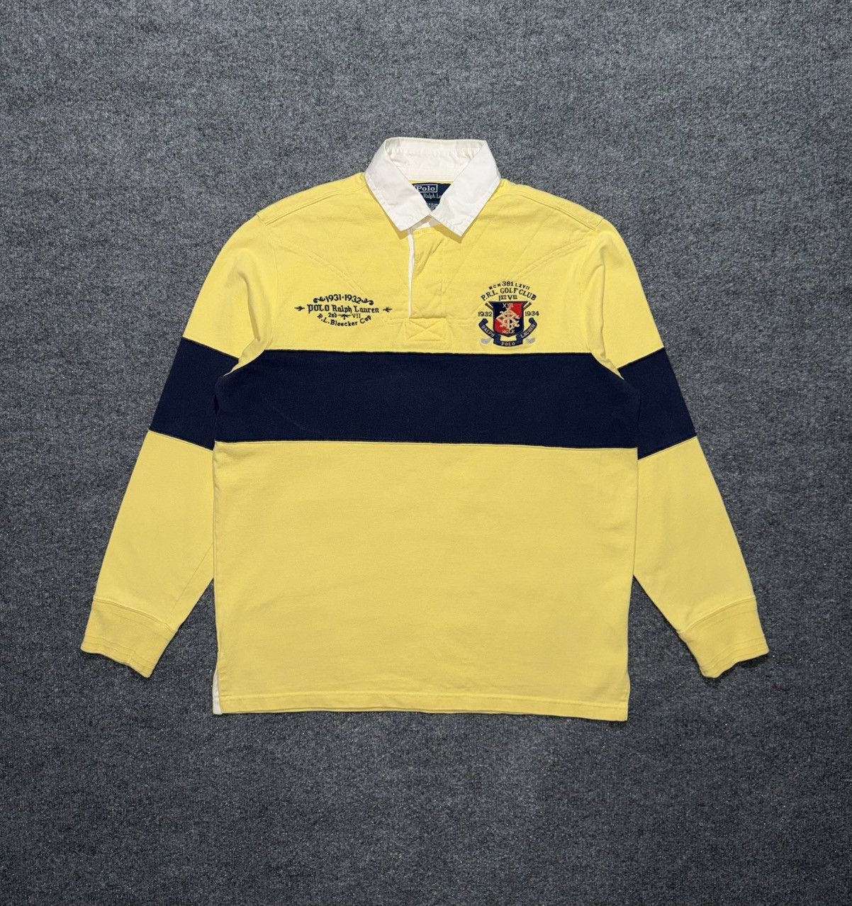 Polo Ralph Lauren Vintage Polo Ralph Lauren Crest Rugby Shirt Yellow Navy M Size US M / EU 48-50 / 2 - 1 Thumbnail