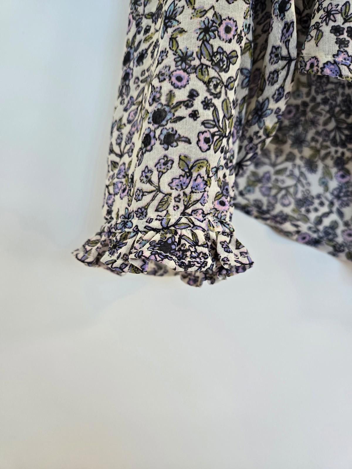 Free People Drawstring Floral Print Blouse