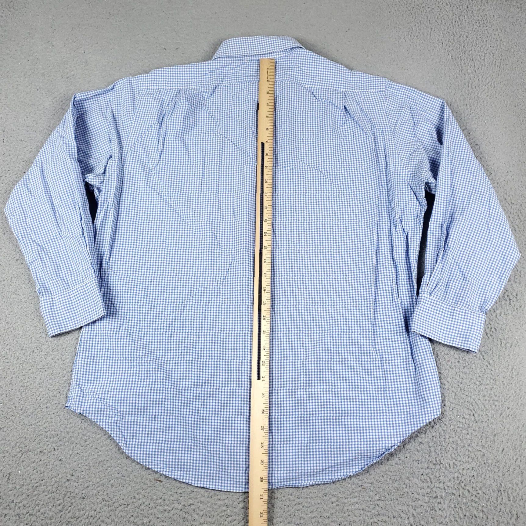 Ralph Lauren VINTAGE Ralph Lauren Shirt Men's 16.5 Blue Check Dress Button Up Long Sleeve Non-Iron Pockets 90s Classic Mens Size 42R - 6 Thumbnail