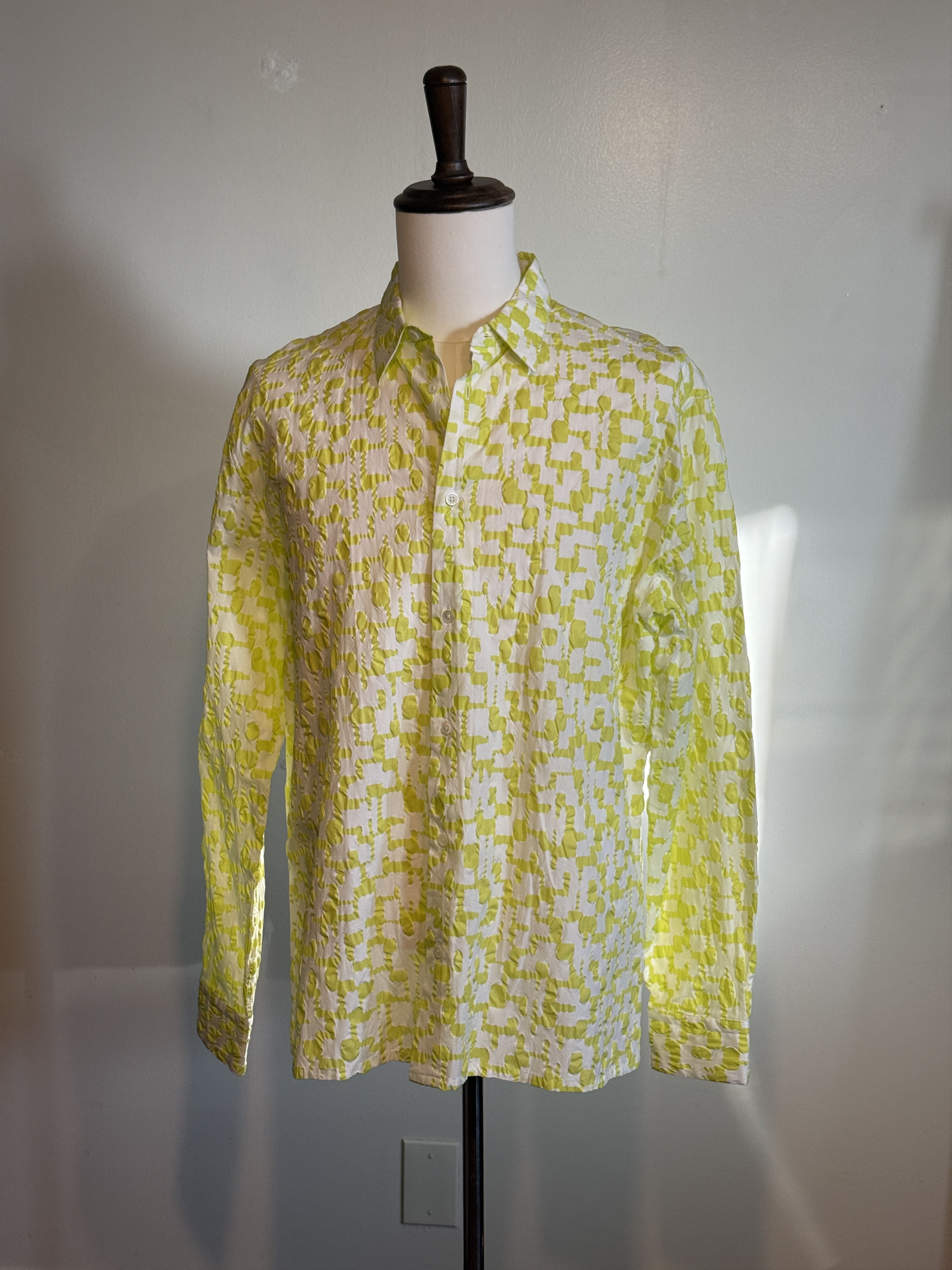 Hermes Hermès 2021SS Green White H Motif Cotton Button Down Shirt Size US XL / EU 56 / 4 - 1 Thumbnail