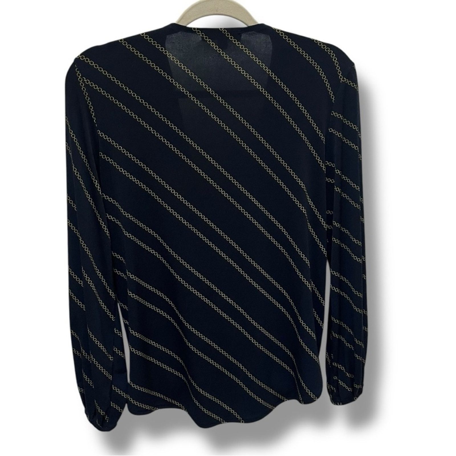 Banana Republic Banana Republic navy blue and gold chain print blouse NEW Size S / US 4 / IT 40 - 3 Thumbnail
