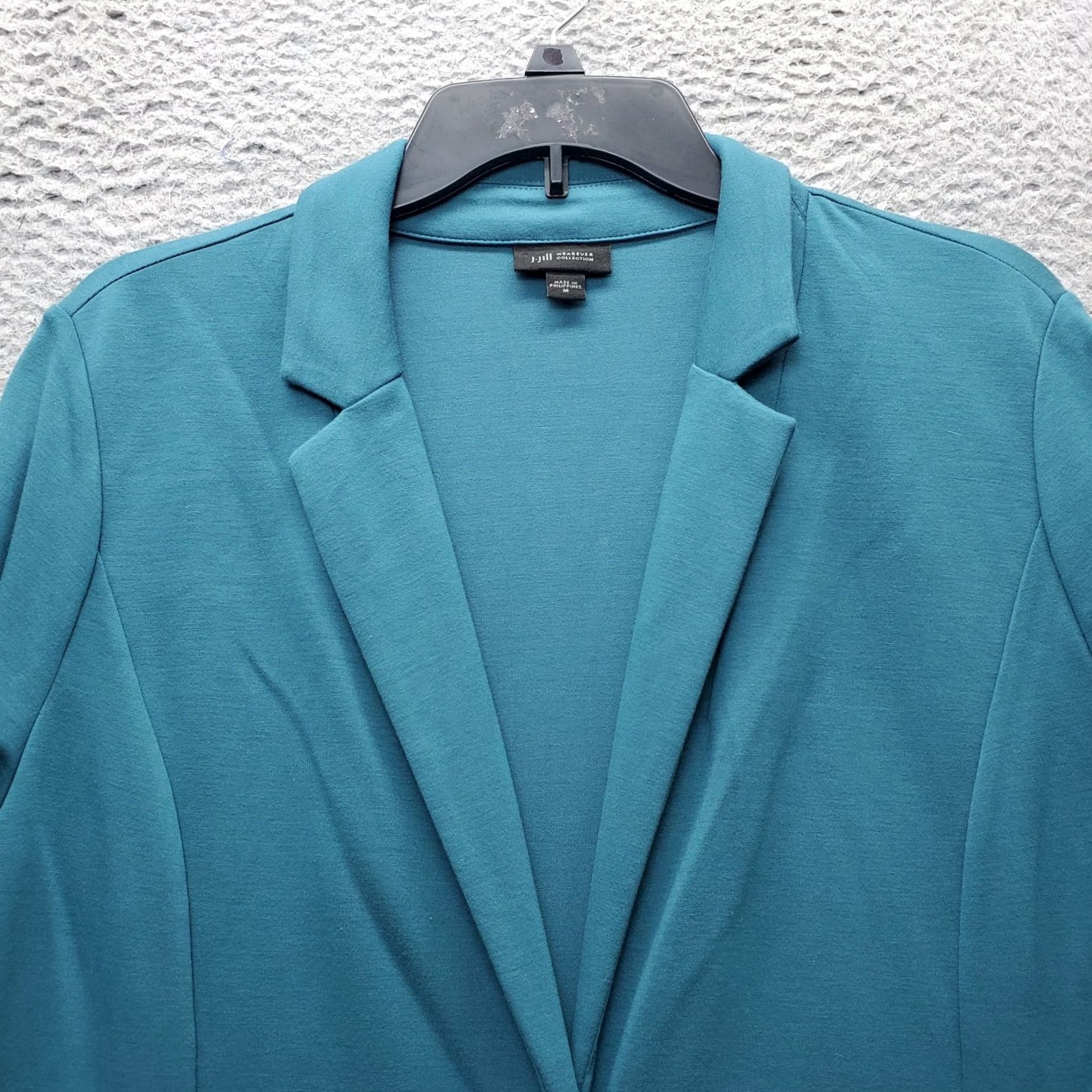 J. Jill J. Jill Wearever Collection Blazer Women Medium Blue Notch Lapel Single Breasted - Black & White Striped Size M / US 6-8 / IT 42-44 - 7 Thumbnail
