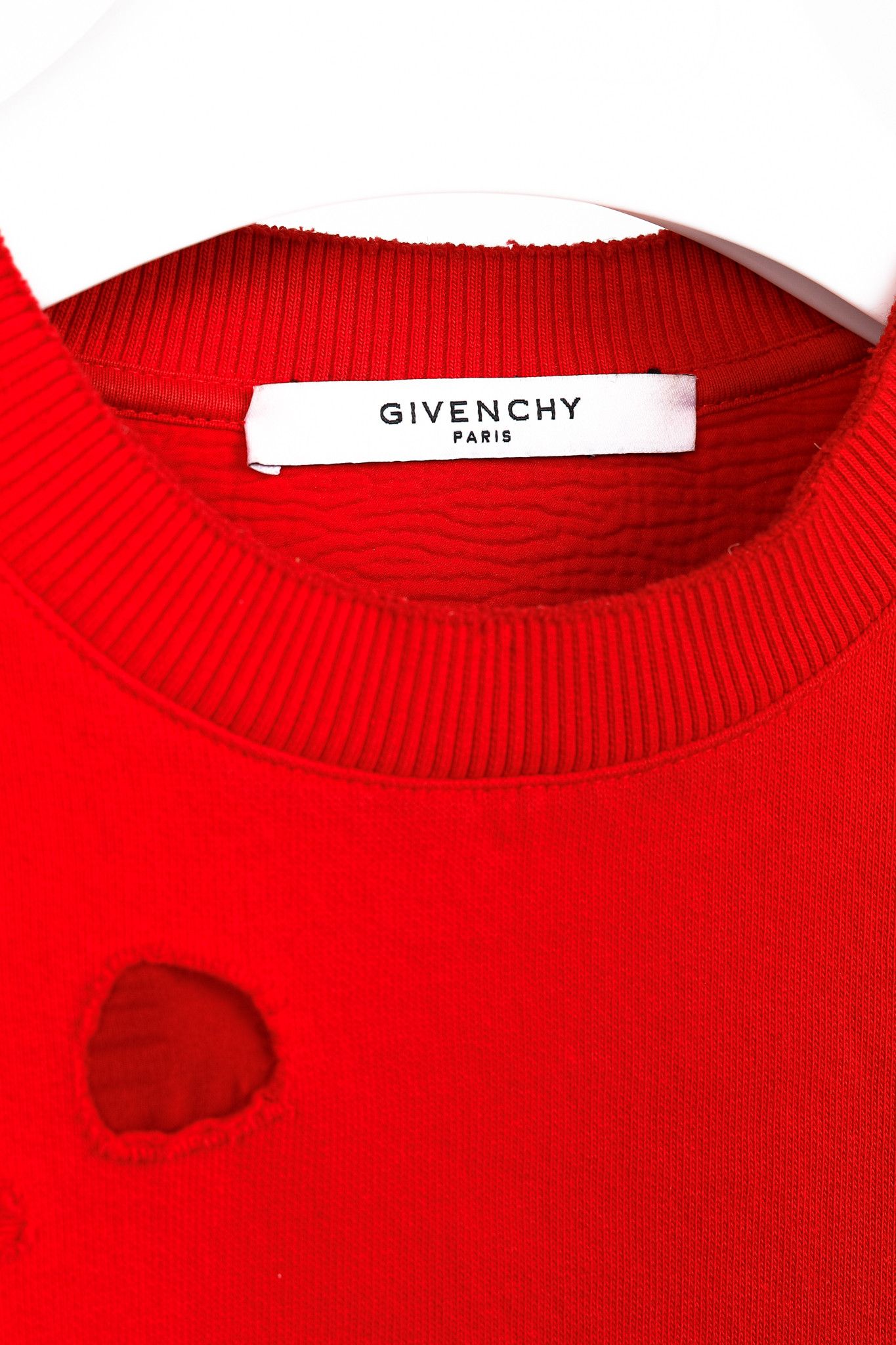 Givenchy Givenchy AW/17 Red Distressed Logo-Print Crewneck Sweatshirt Size US S / EU 44-46 / 1 - 4 Thumbnail