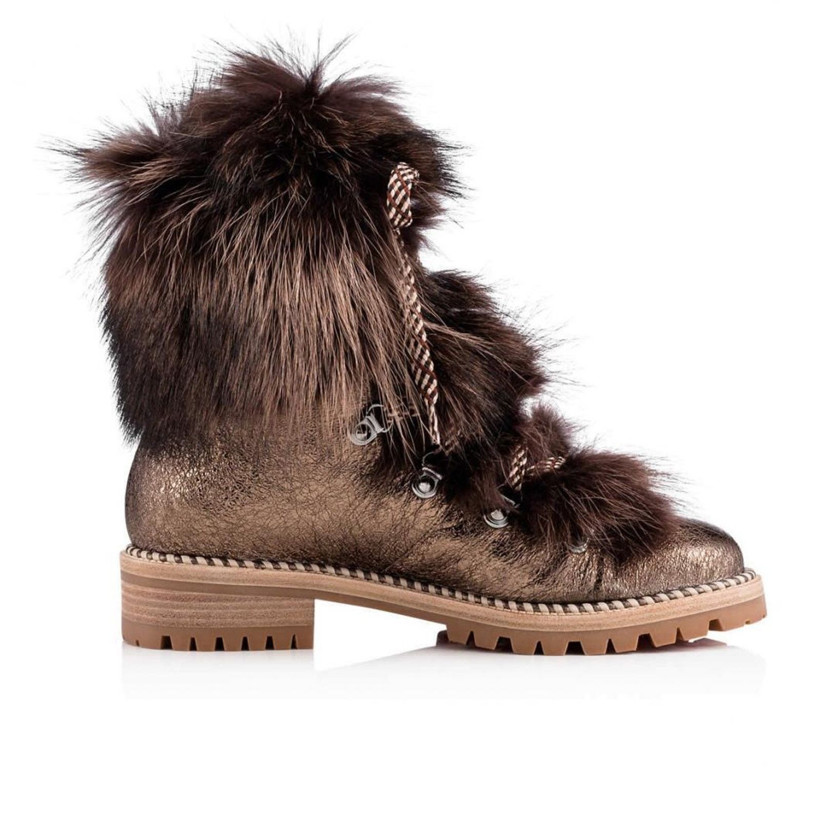 Christian Louboutin Christian Louboutin Fanny Flat Roche Fur Leather Lace Up Size US 5.5 / IT 35.5 - 3 Thumbnail
