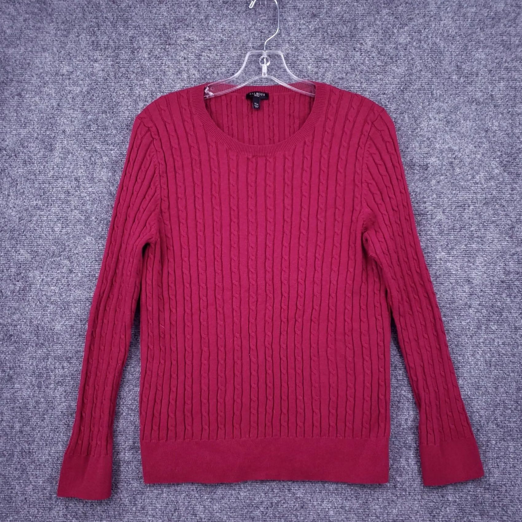 Talbots Talbots Sweater Women Petite XL Red Wool Blend Cable Knit Crew Neck Long Sleeve Size XL / US 12-14 / IT 48-50 - 2 Thumbnail
