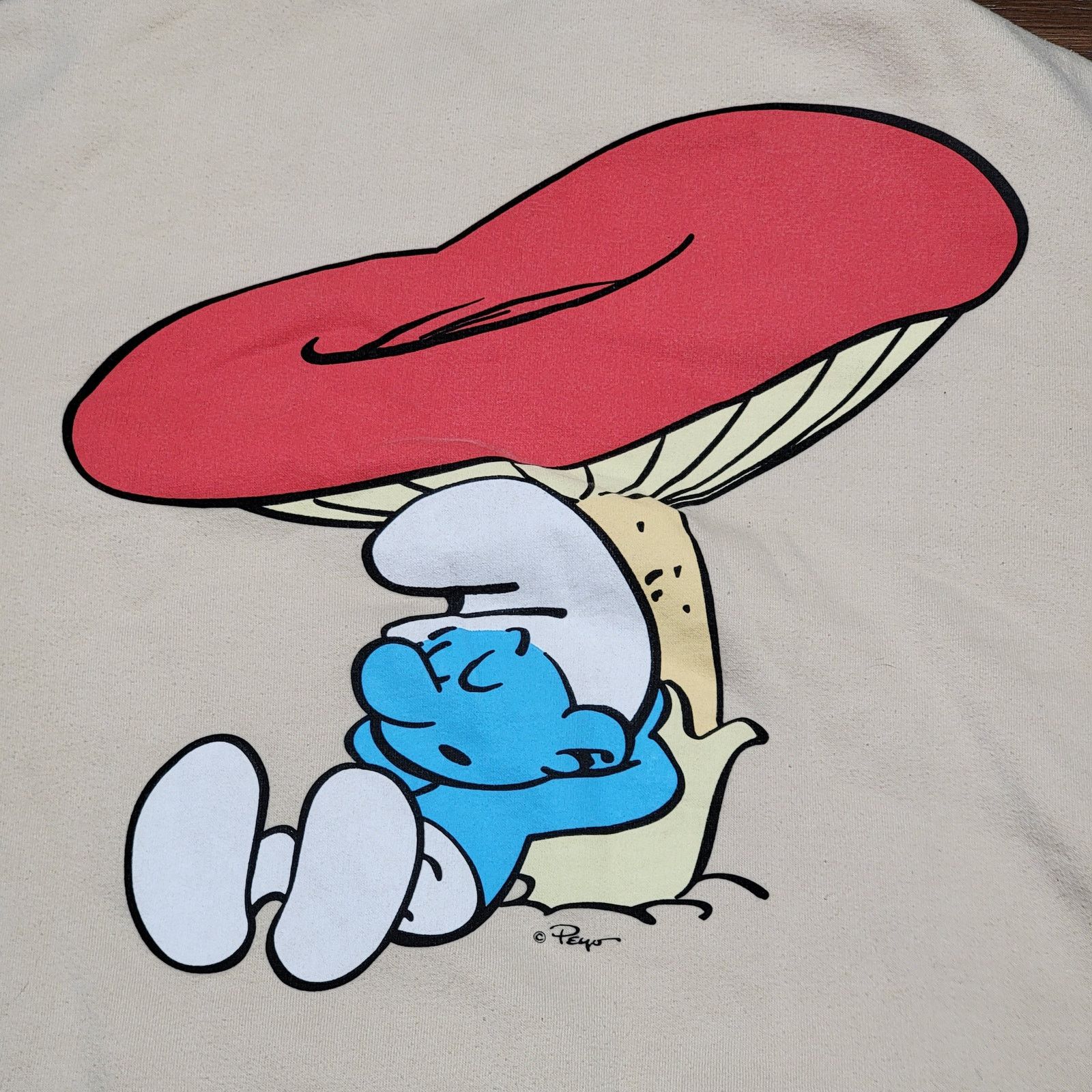 Other Smurfs LS Beige Unisex Hoodie Snooze Smurf - Size Medium Size M / US 6-8 / IT 42-44 - 6 Thumbnail
