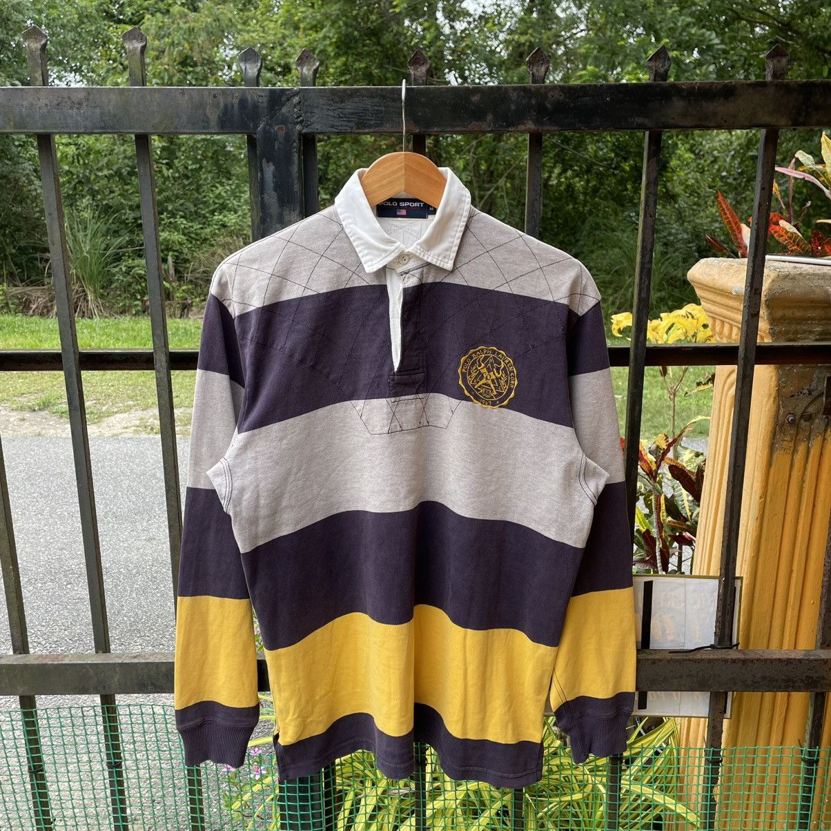 Polo Ralph Lauren × Ralph Lauren × Vintage 🔥Polo Sport Ralph Lauren Striped Distress Rugby Shirts Size US L / EU 52-54 / 3 - 1 Thumbnail