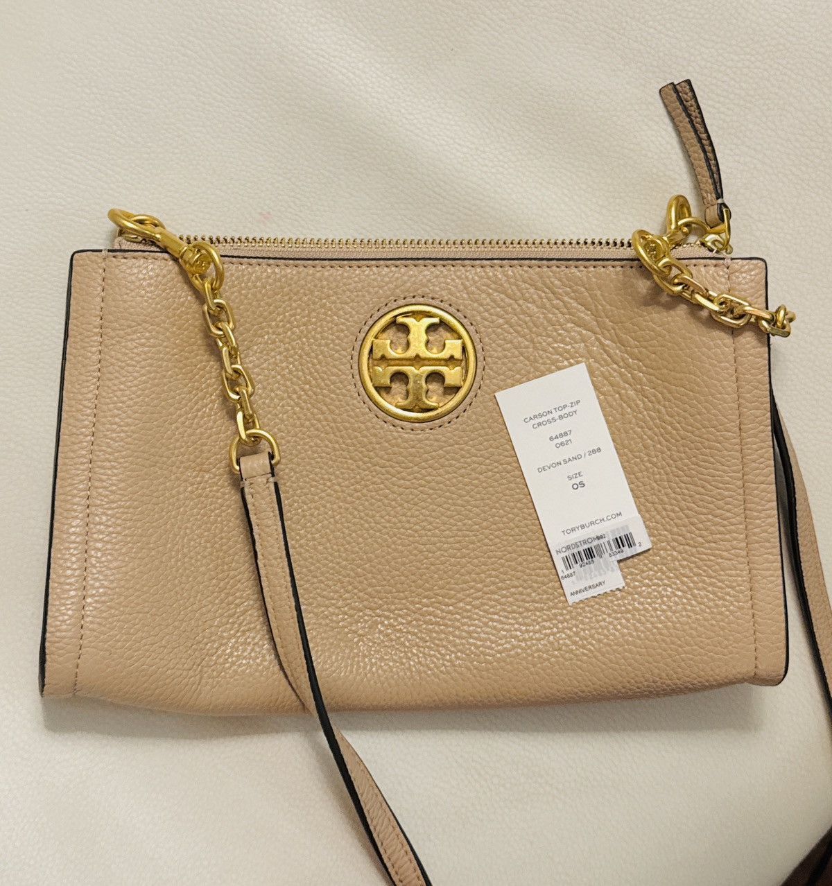 Tory Burch Tory Burch Carson Zip Top Crossbody Bag cream crossbody bag Size ONE SIZE - 1 Thumbnail