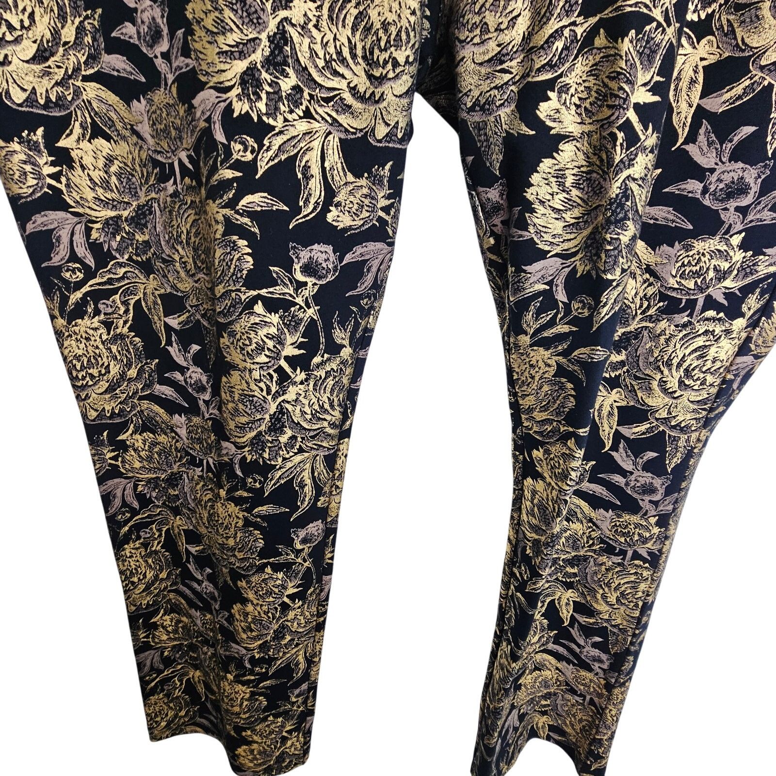Soft Surroundings Soft Surroundings Moonstruck Gold Metallic Floral Pants Size 42" / US 20 - 4 Thumbnail