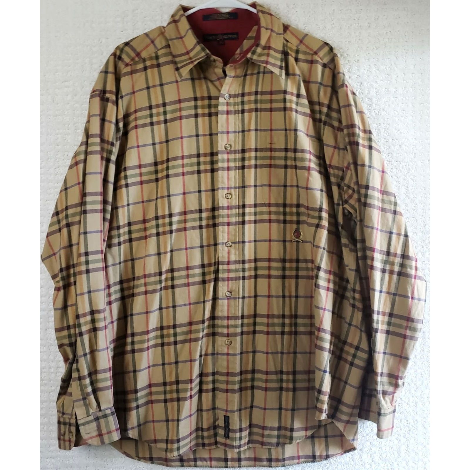 Tommy Hilfiger VINTAGE Tommy Hilfiger Button Down Shirt Mens XL Plaid Tan Size US XL / EU 56 / 4 - 2 Thumbnail
