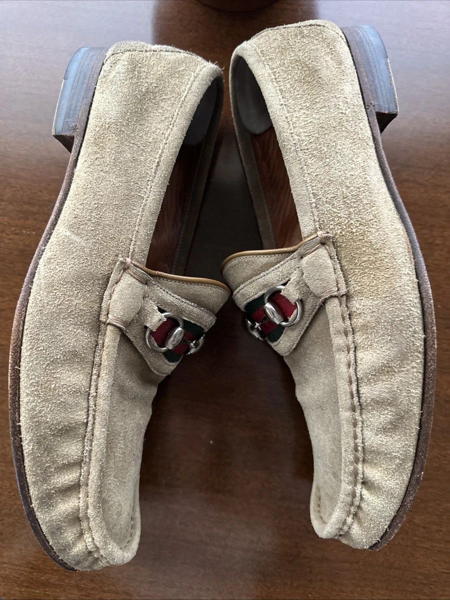 Gucci Gucci Horsebit Loafers Beige Suede 11 D Snaffle Size US 11 / EU 44 - 8 Thumbnail