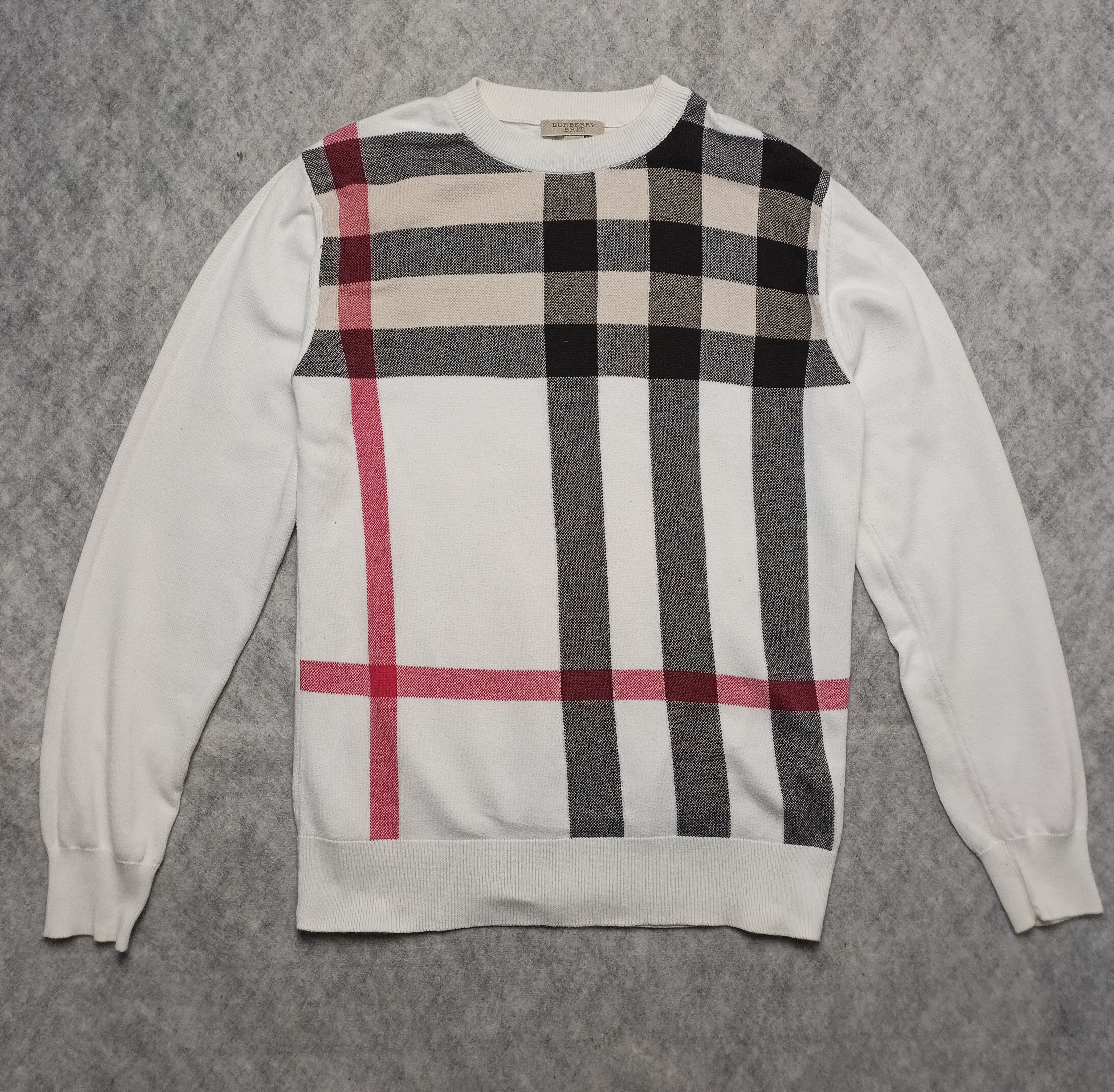 Burberry Burberry Brit Check White Jumper Sweatshirt Size S Size S / US 4 / IT 40 - 1 Thumbnail