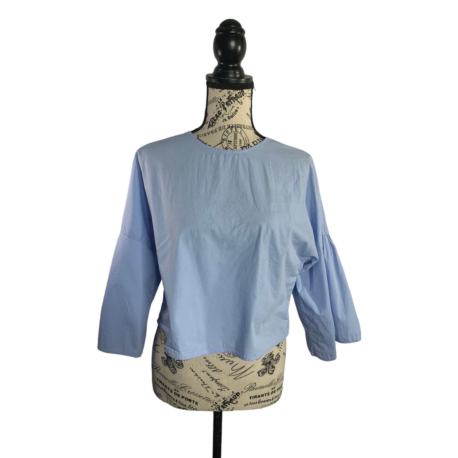 Zara Zara Cropped Blouse Bell Shape 3/4 Sleeve Cotton Women Small Size S / US 4 / IT 40 - 1 Thumbnail