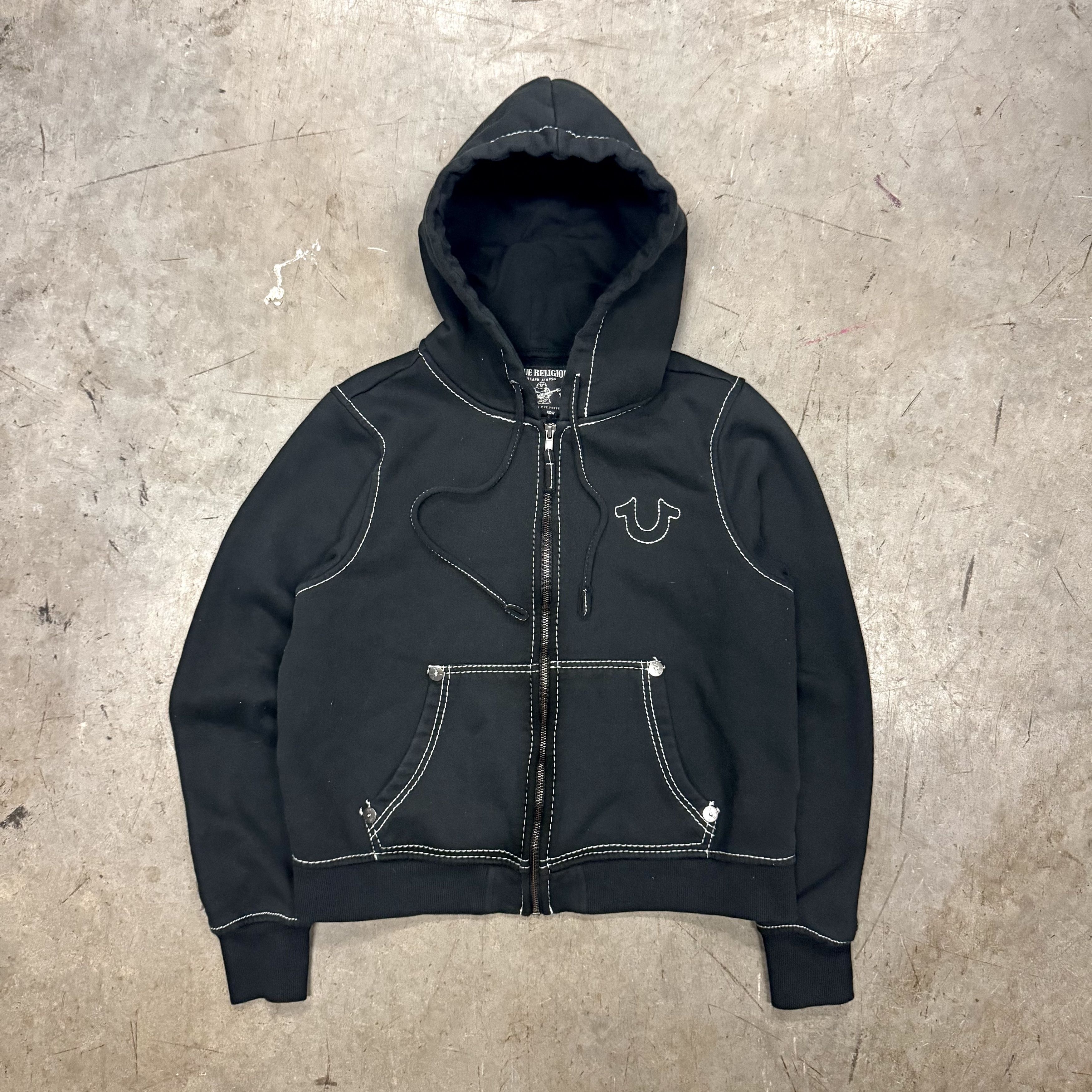 Designer × True Religion True Religon World Tour Cropped Zipper Hoodie Sweatshirt Size XL / US 12-14 / IT 48-50 - 2 Thumbnail