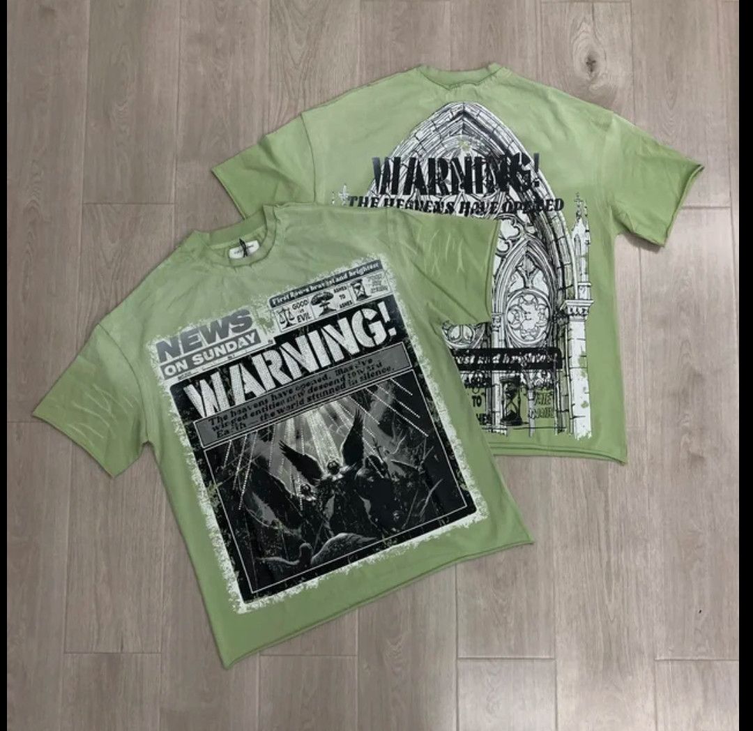 Japanese Brand Green printed sleeve shirt Streetwear tees Size US XL / EU 56 / 4 - 3 Thumbnail