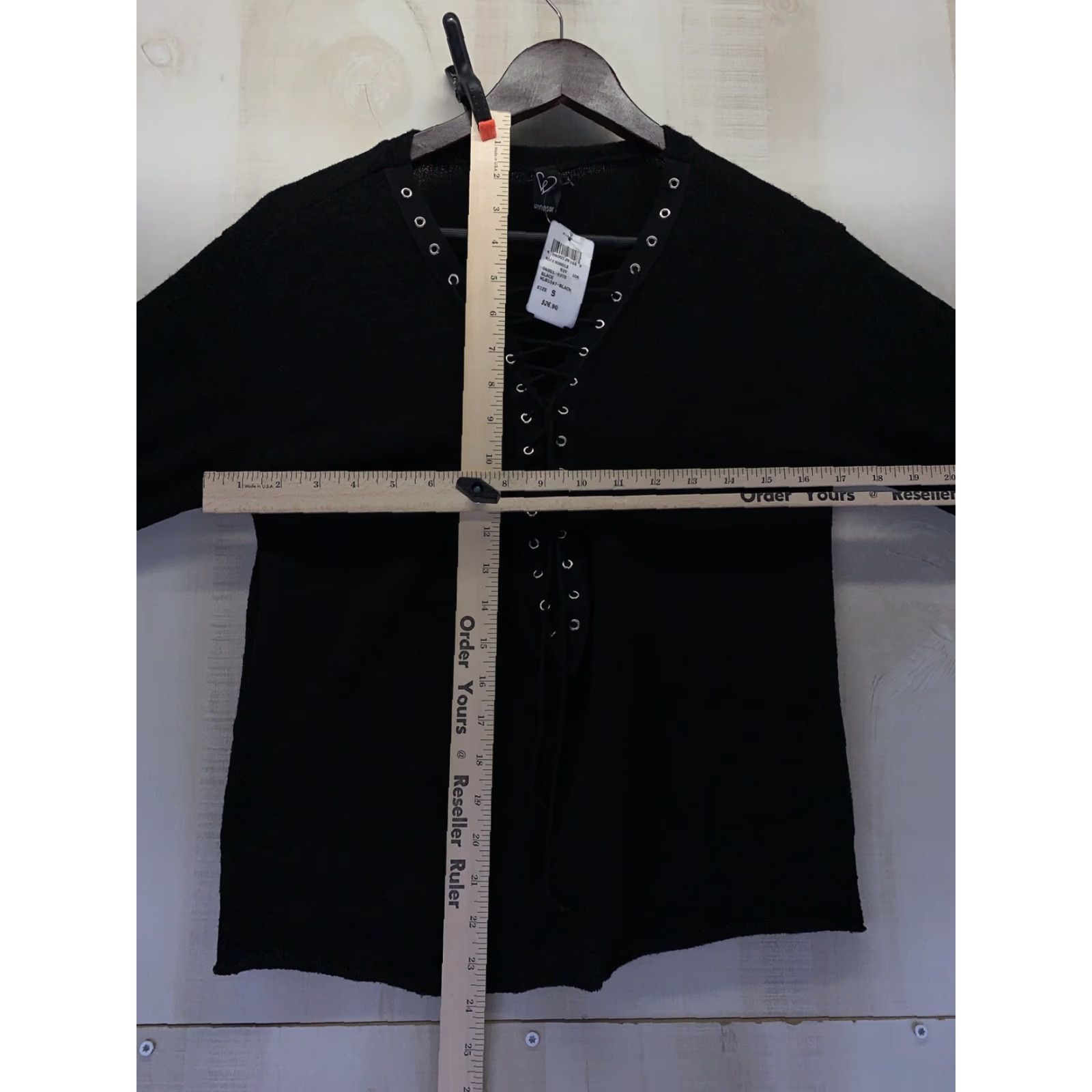 Vintage Windsor Womens Black Lace Up Front Raw Hem Knit Sweater Top NWT Size Small-5534 Size S / US 4 / IT 40 - 4 Thumbnail
