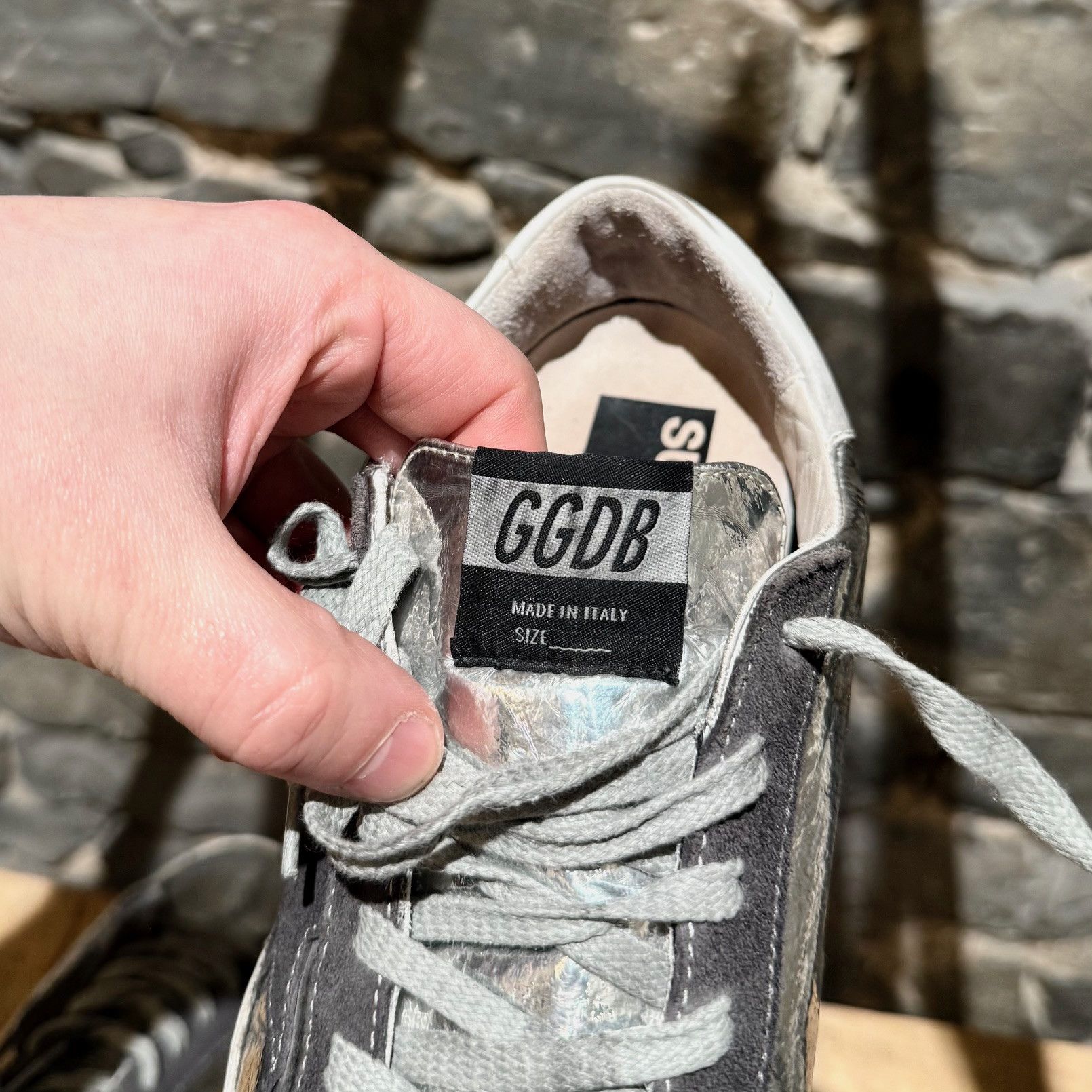 Golden Goose Silver Metallic Leather Superstar Sneakers