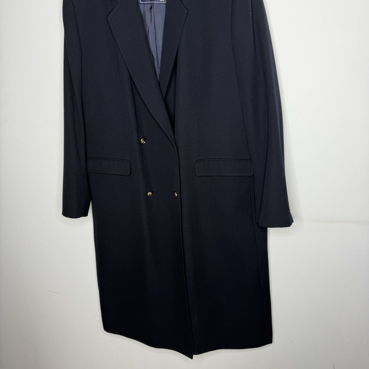 Burberry BURBERRY Jacket Coat Double Breasted Wool Navy Golden Button Size US M / EU 48-50 / 2 - 2 Thumbnail
