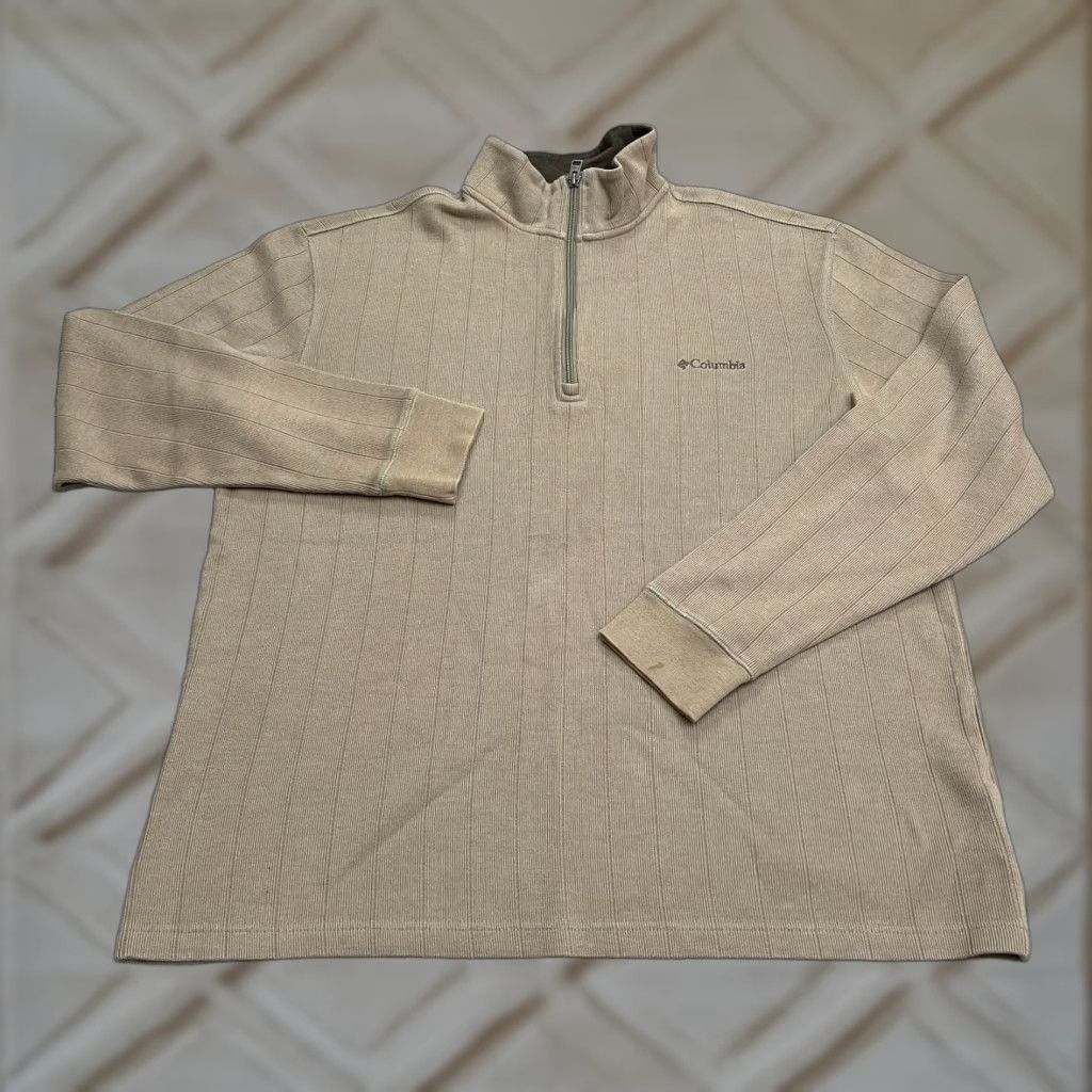 Vintage Columbia Sweater Mens XL 1/4 Zip Pullover Brown Cotton Knit Mock Neck Casual Outdoor Size US XL / EU 56 / 4 - 1 Thumbnail