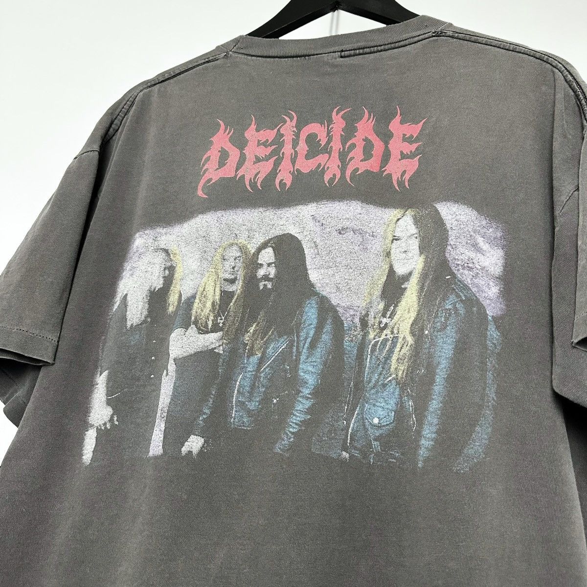 Band Tees × Vintage THRASHED 90’s DEICIDE One Upon The Cross T-Shirt Size US XL / EU 56 / 4 - 4 Thumbnail