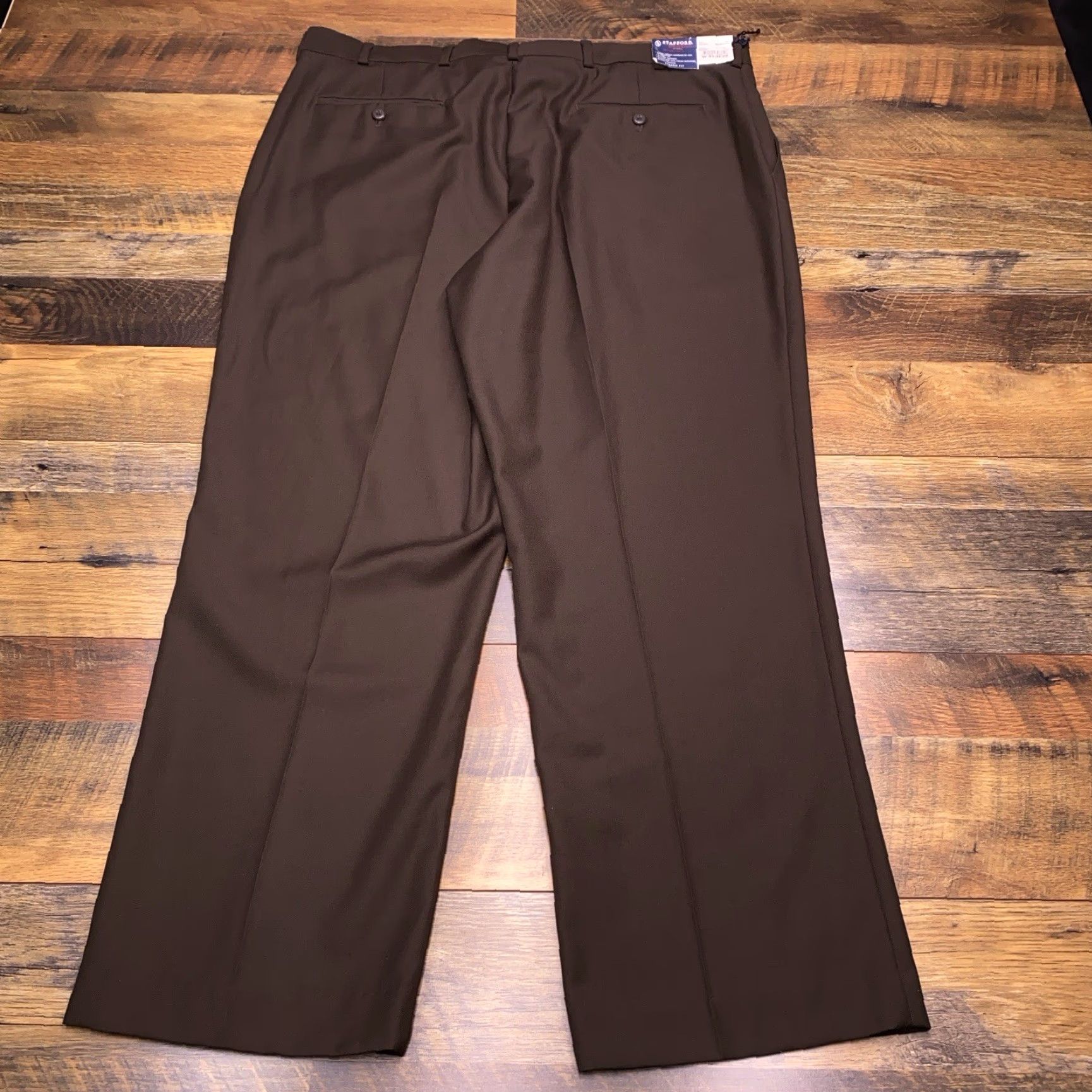 Stafford Stafford Dress Pants Mens 40x29 Brown Micro Twill Classic Straight Fit New Size US 40 / EU 56 - 2 Thumbnail