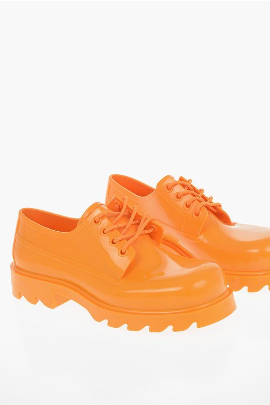image of Bottega Veneta Shiny Rubber Derby Shoes in Orange, Men's (Size 9)