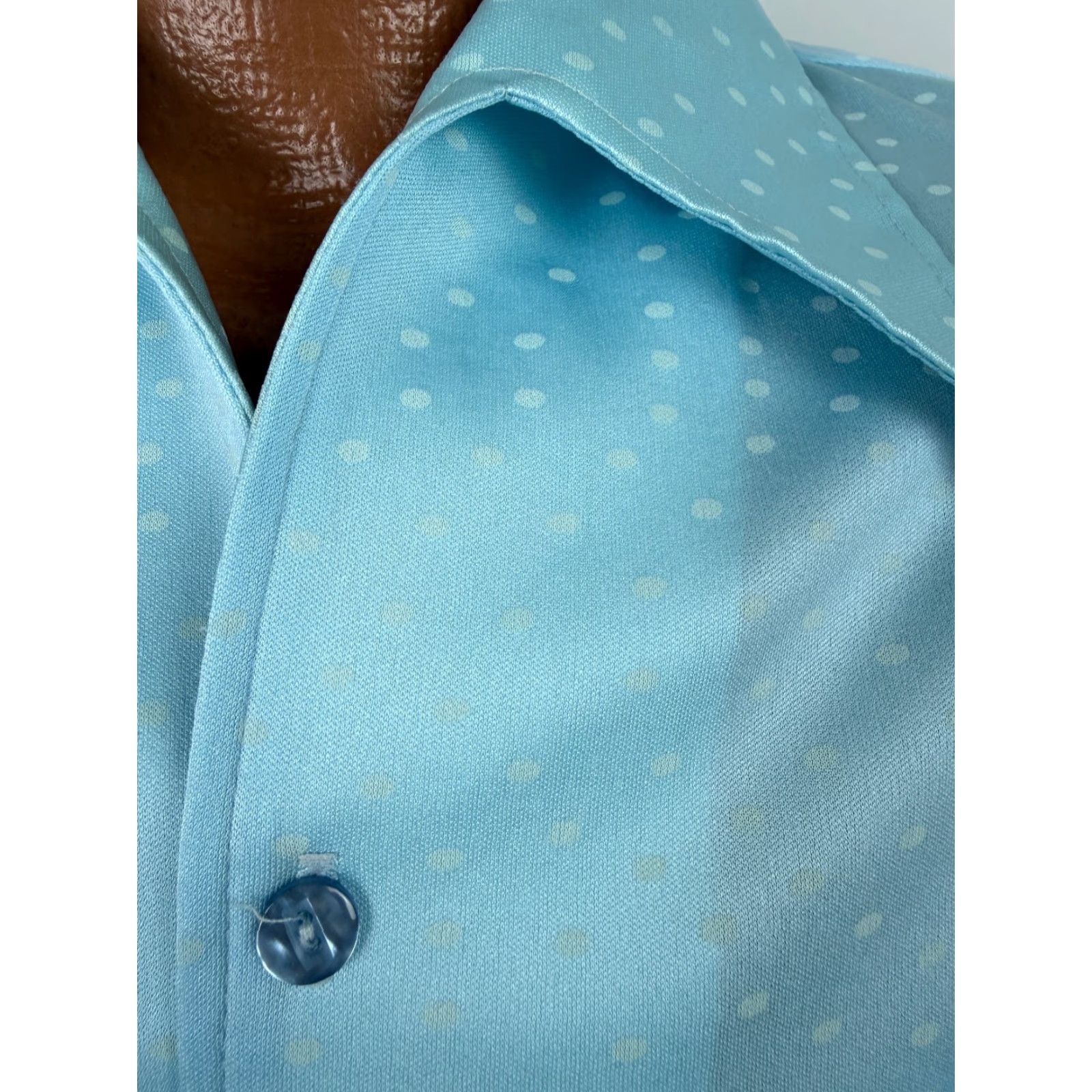 Vintage VINTAGE Joel California Disco Shirt Men M Blue Polka Dot Polyester 70s Stretchy Wrinkle Resistant Size US M / EU 48-50 / 2 - 4 Thumbnail