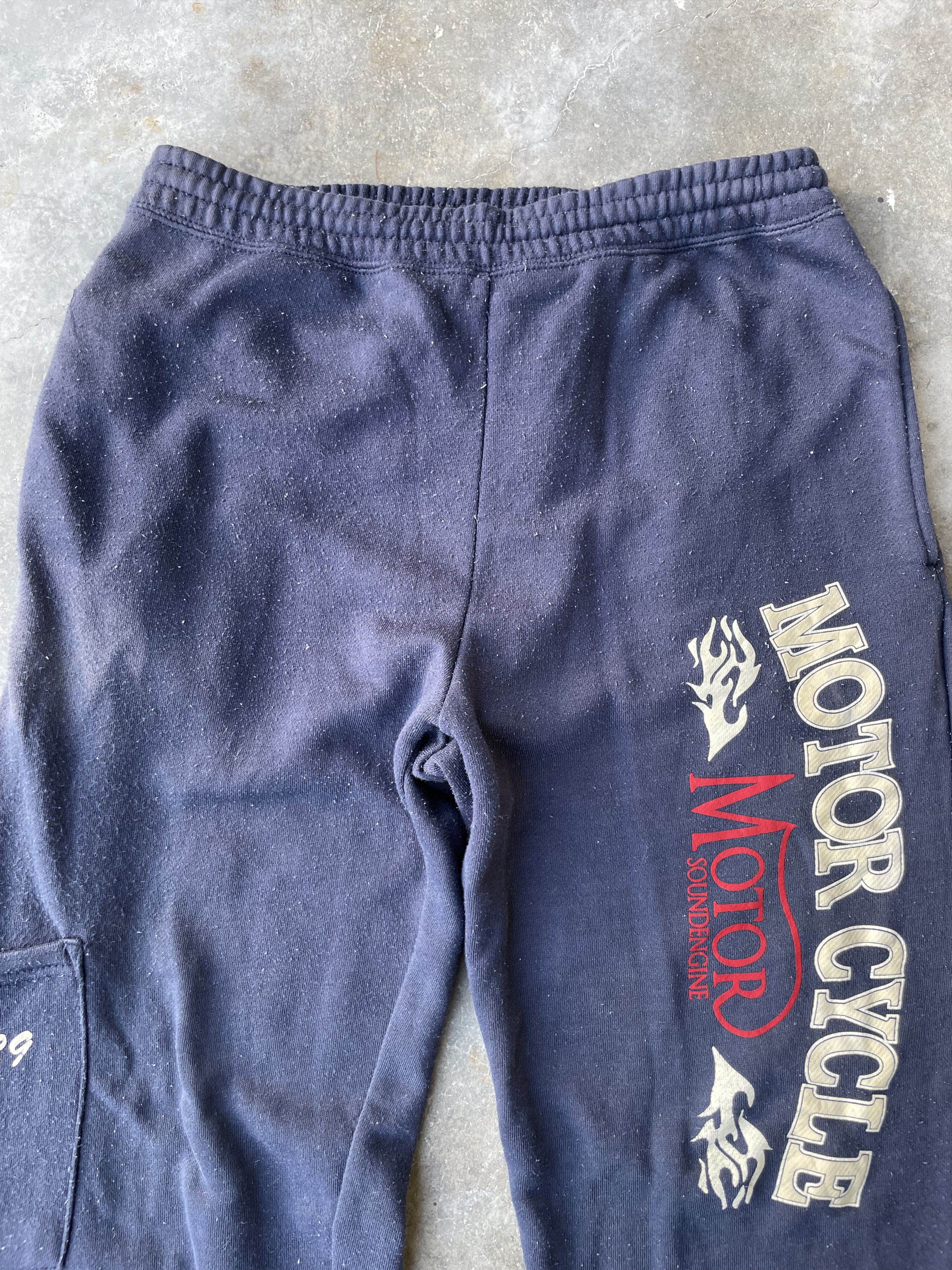 Vintage Vintage Motorcycle Flames Biker Big Logo Sunfaded Sweatpants Size US 29 - 3 Thumbnail