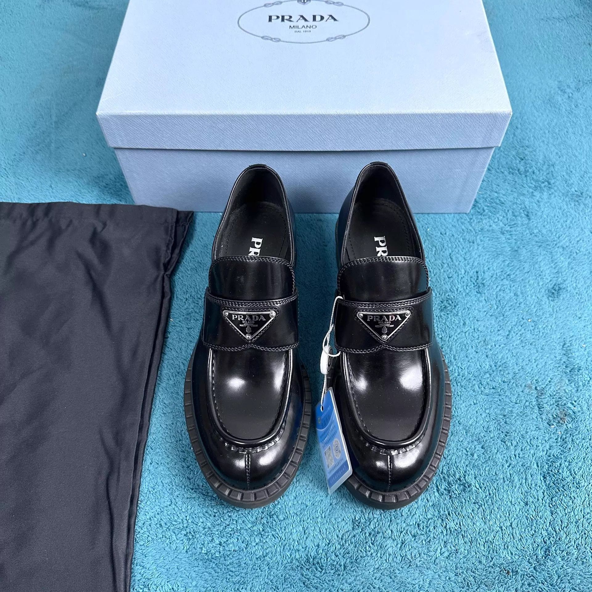 Prada Prada Black Leather Loafers Size 37 Size US 6.5 / IT 36.5 - 1 Thumbnail