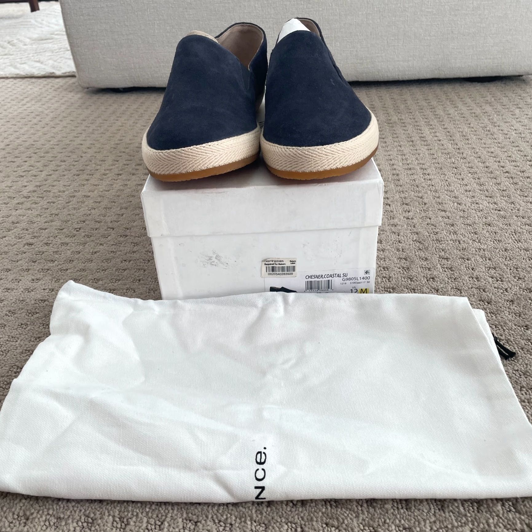 Vince Vince Suede Slip-On Sneaker Men US 12 Coastal Blue Raffia Mid-Sole NEW Size US 11 / EU 44 - 7 Thumbnail