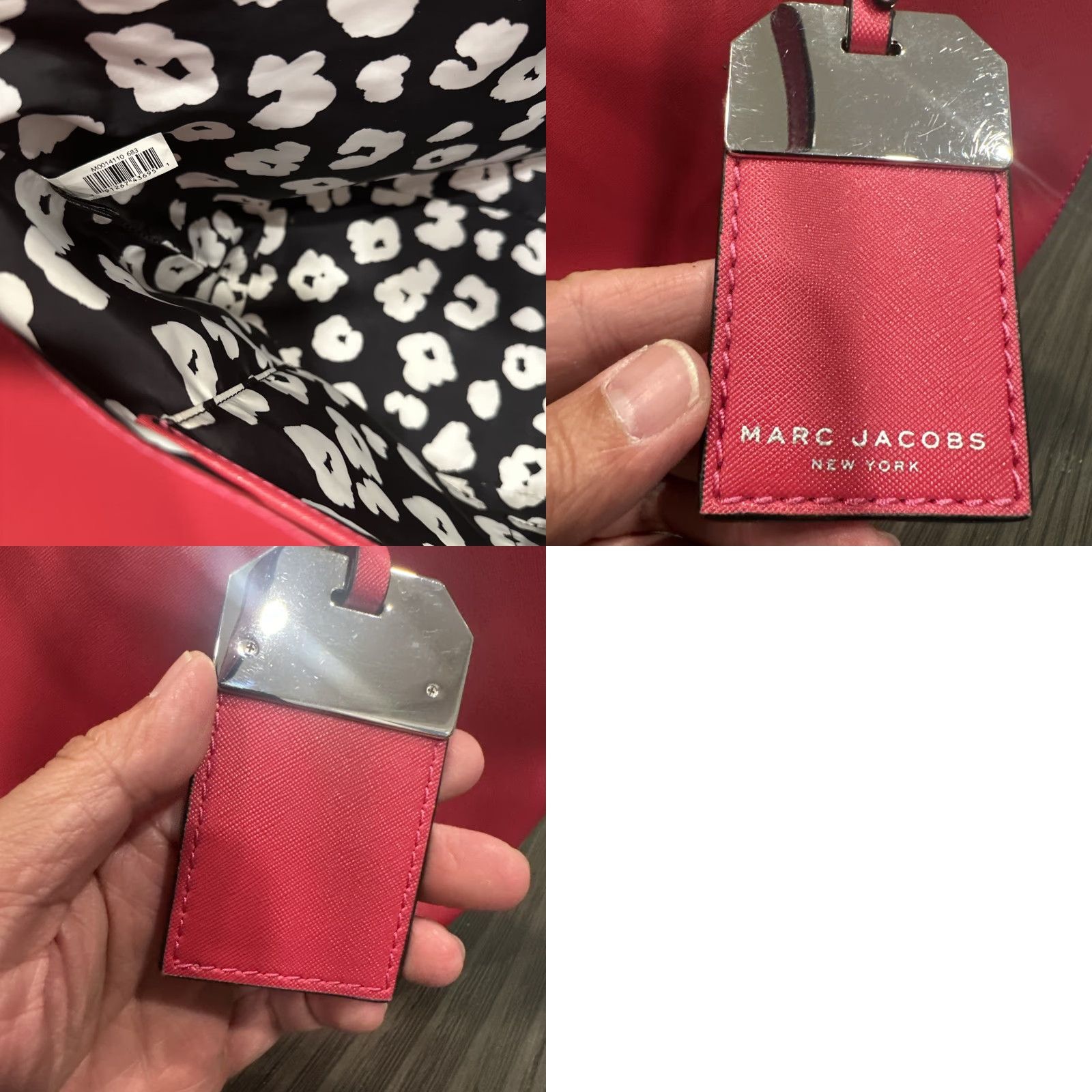 Marc Jacobs MARC JACOBS Saffiano Leather Pink Logo Tote Bag with Charm - Women's Travel Handbag Size ONE SIZE - 8 Thumbnail