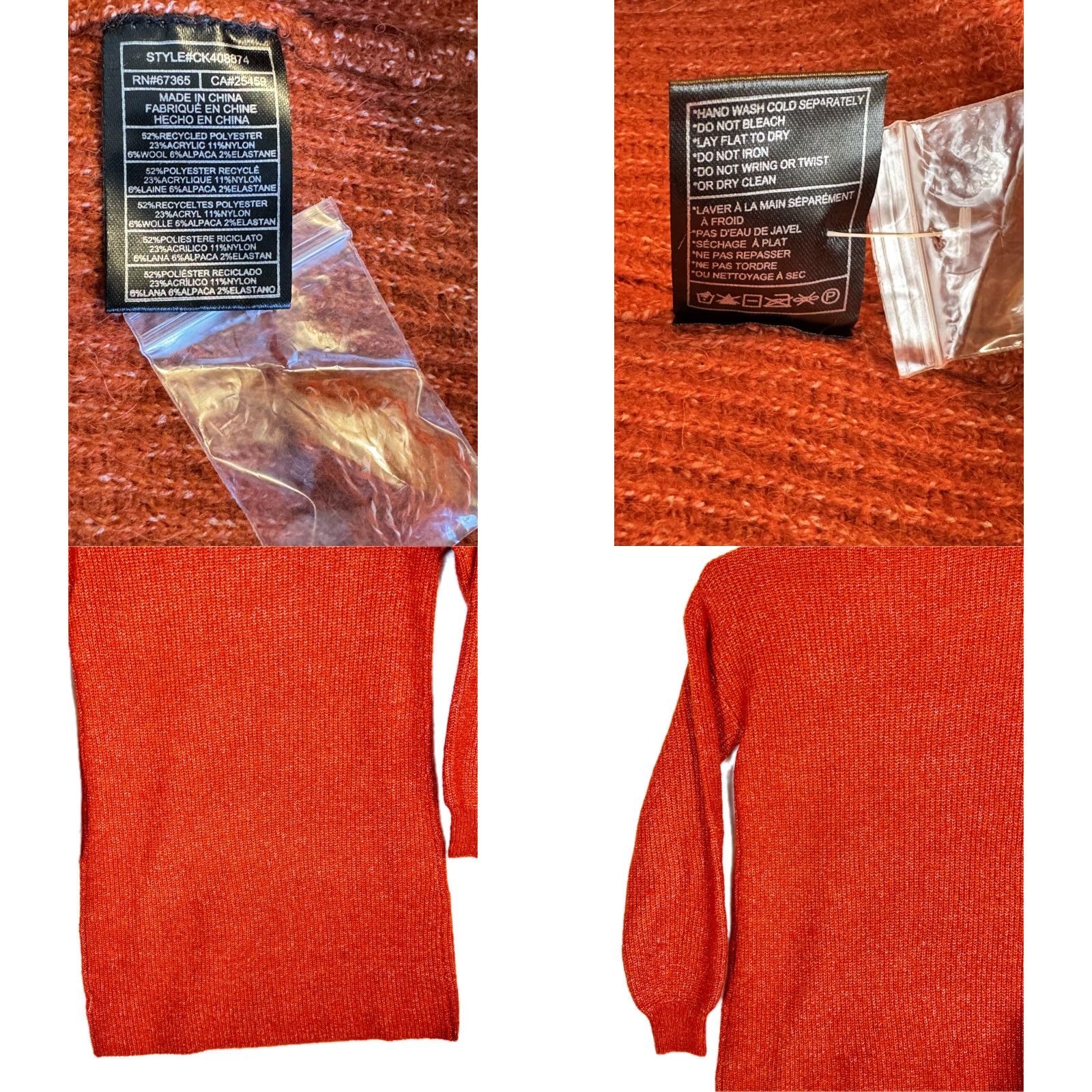 Vintage Cupcakes & Cashmere Women's Sweater Burnt Orange Knit Mock-Neck S Pullover Casual Womens Size S / US 4 / IT 40 - 8 Thumbnail