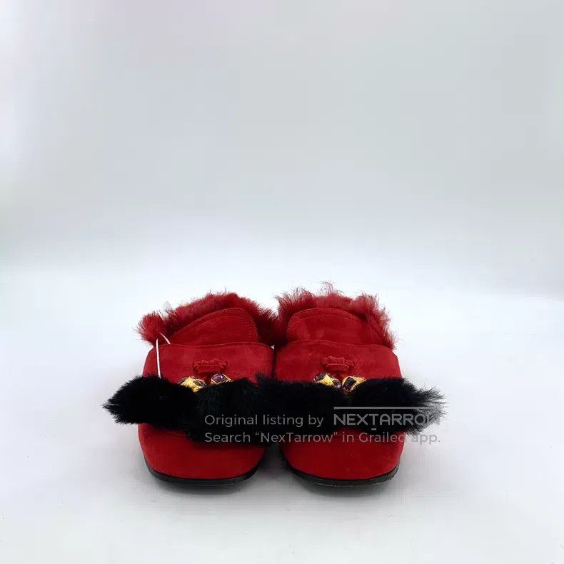 Prada Prada Red diamond-encrusted thick-heeled plush mule wrap h Size US 4.5 / IT 34.5 - 3 Thumbnail