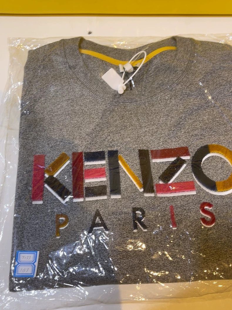 Other KENZO Gray long-sleeve embroidered fleece letters hoodie Size L / US 10 / IT 46 - 8 Thumbnail