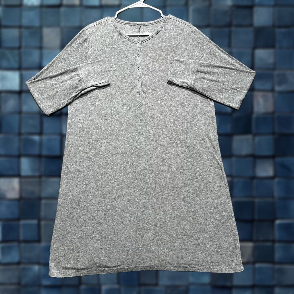 Vintage Aerie Shirt Dress Womens XL Gray Long Sleeve Henley Lounge Casual Dress Size XL / US 12-14 / IT 48-50 - 1 Thumbnail