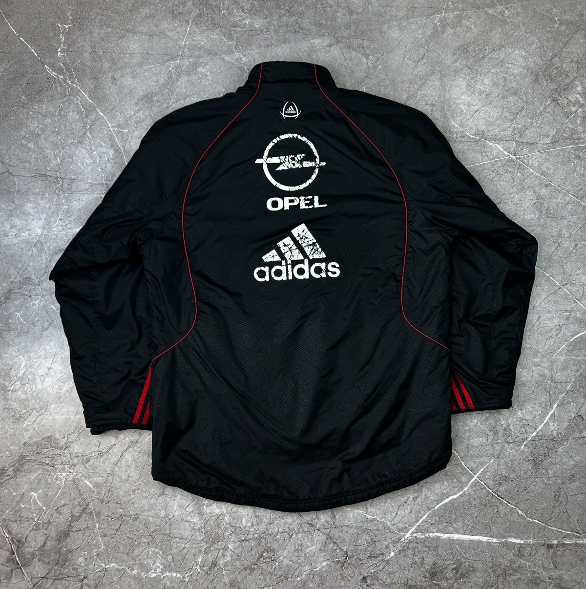Vintage Adidas AC Milan soccer jacket parka logo Opel Large