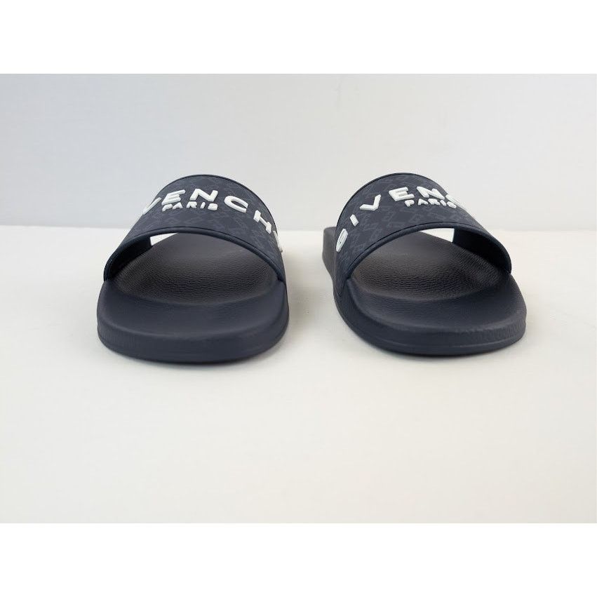 Givenchy o1rshd1 Embossed Rubber Logo Printed Slide Sandals Dark Blue Size US 14 / EU 47 - 10 Thumbnail