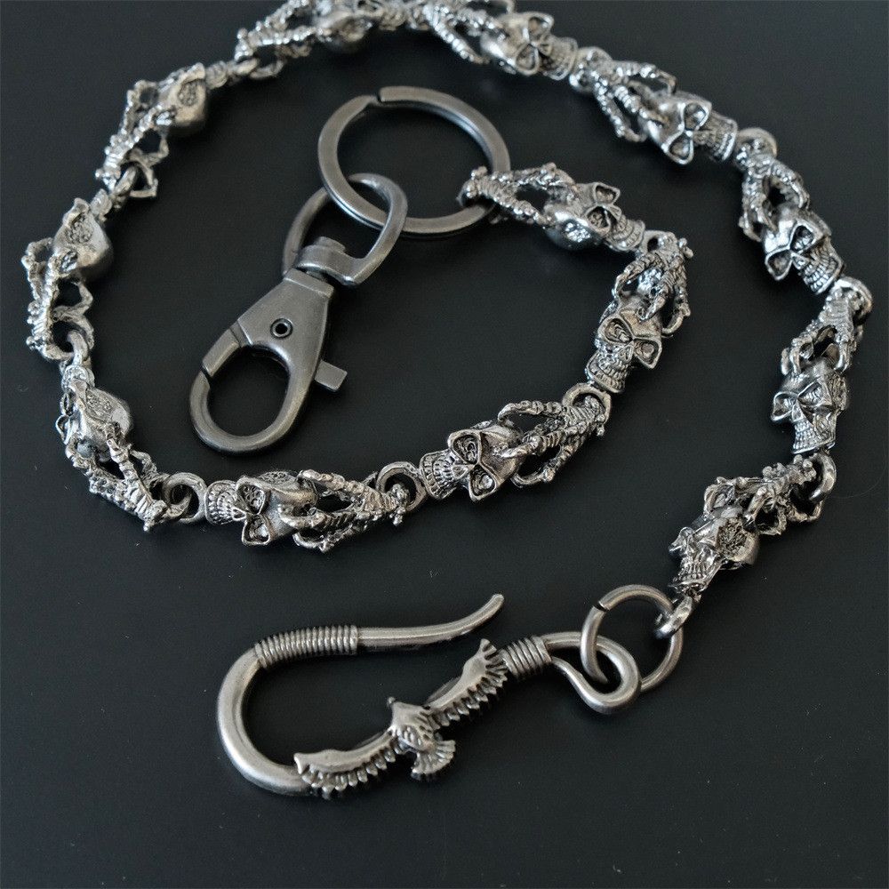 Jewelry Punk Style Pants Chain with Skull Metal Accents Size ONE SIZE - 1 Thumbnail