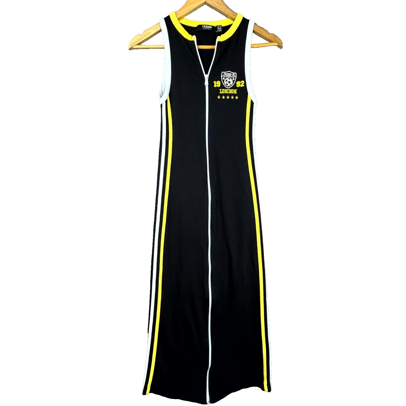 Jaded London Jaded London Midi Dress 0 Black Striped FC Sporty Athleisure Size XS / US 0-2 / IT 36-38 - 1 Thumbnail