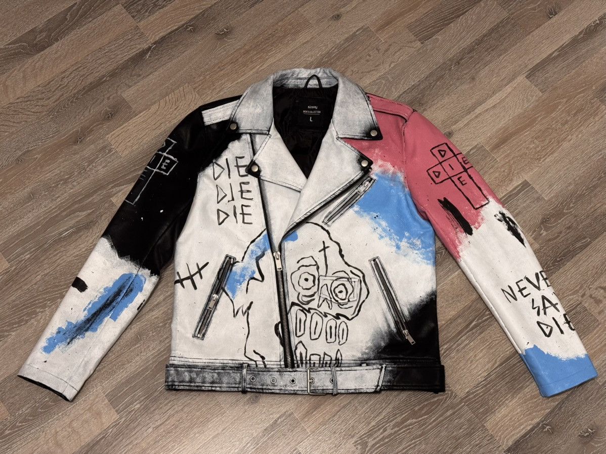 Lil Peep × Vintage LIL PEEP NEVER SAY DIE Leather Jacket custom hand painted Size US L / EU 52-54 / 3 - 2 Thumbnail
