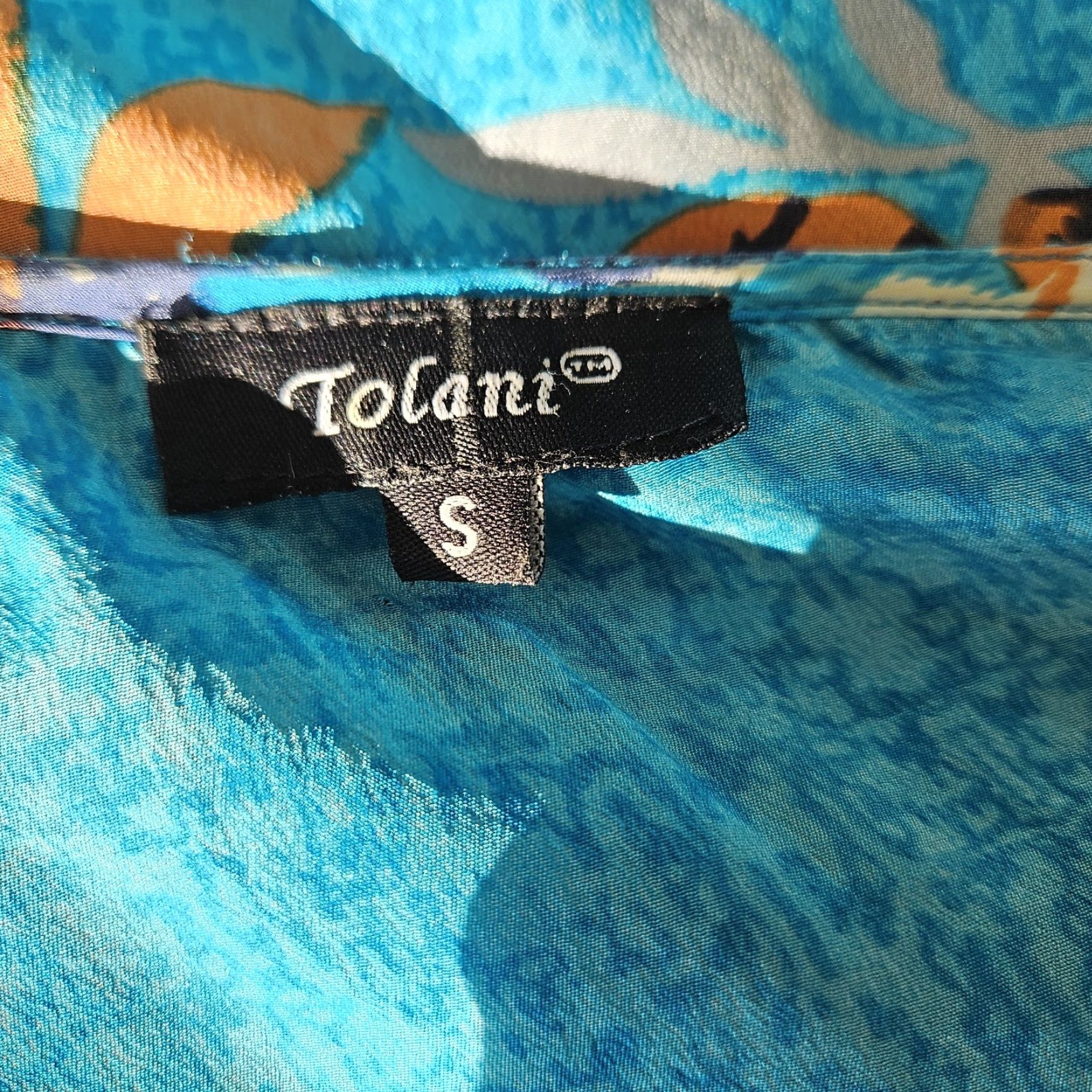 IOLANI Tolani Silk Blouse Shirt Womens Sz S Blue Floral V-Neck Poncho Style Top Size S / US 4 / IT 40 - 5 Thumbnail