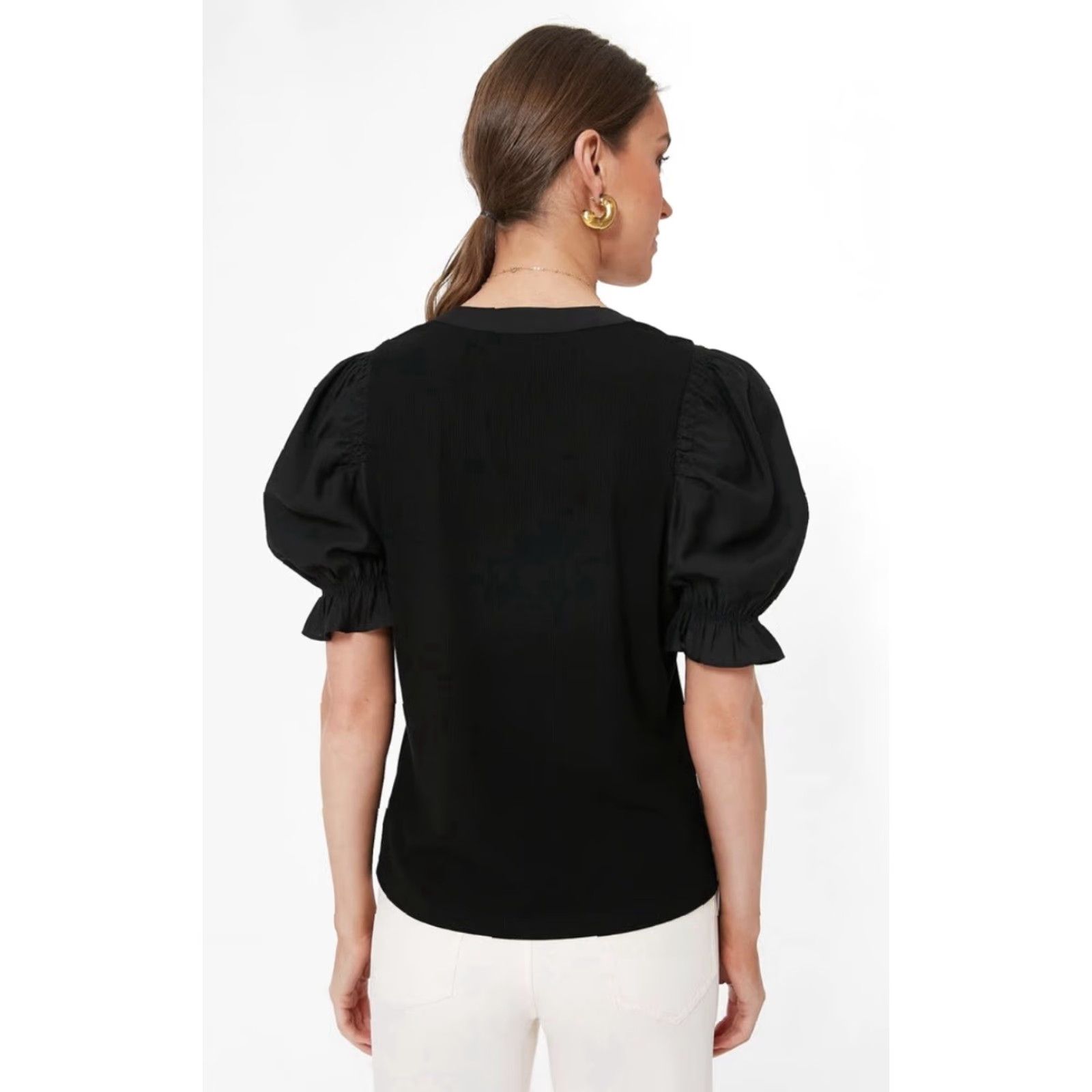 Vintage Tuckernuck Pomander Place White Livia Top XS Puff Sleeve Ribbed Tee EUC Space? Size XS / US 0-2 / IT 36-38 - 3 Thumbnail