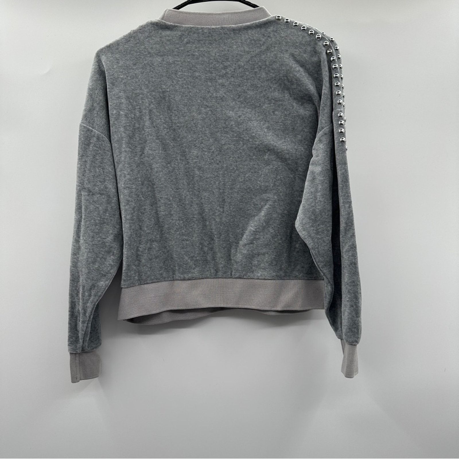 Iro IRO Heathen Studded Heather Gray Long Sleeve Sweatshirt Sz S Size S / US 4 / IT 40 - 6 Thumbnail